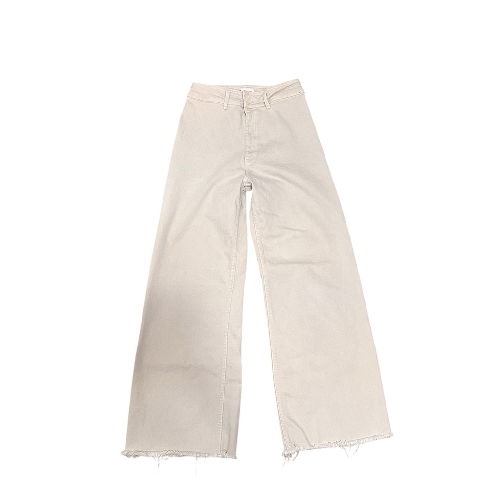 Zara Women's Cream Wide-Leg Jeans6